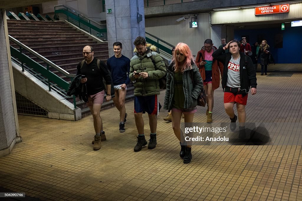 No Pants Subway Ride event in Bucharest