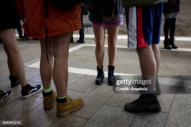 Young people take part in an event called No Pants Subway Ride, Sunday, January 10th in Bucharest, Romania. The event, that originated in 2002 in New...