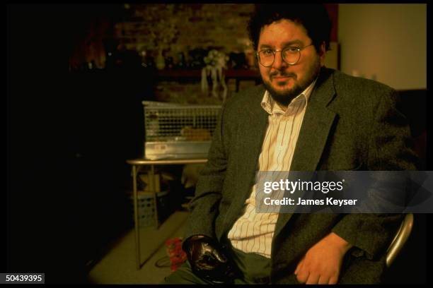 Yale professor David Gelernter, who was badly injured by Unabomber explosive in 1993, sitting at home of his parents.