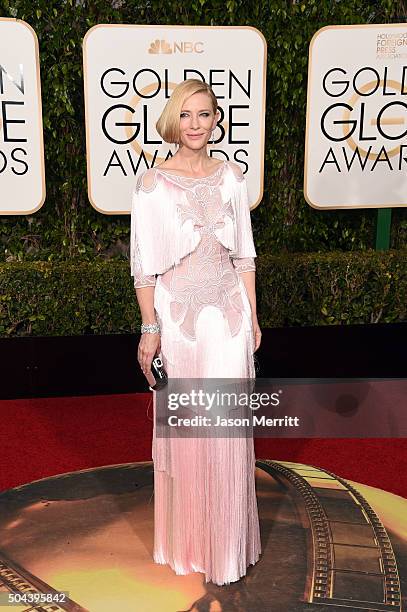 Actress Cate Blanchett attends the 73rd Annual Golden Globe Awards held at the Beverly Hilton Hotel on January 10, 2016 in Beverly Hills, California.