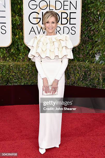 Actress Jane Fonda attends the 73rd Annual Golden Globe Awards held at the Beverly Hilton Hotel on January 10, 2016 in Beverly Hills, California.