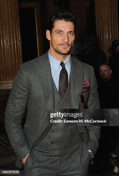 David Gandy attends the Pringle of Scotland show during The London Collections Men AW16 on January 10, 2016 in London, England.