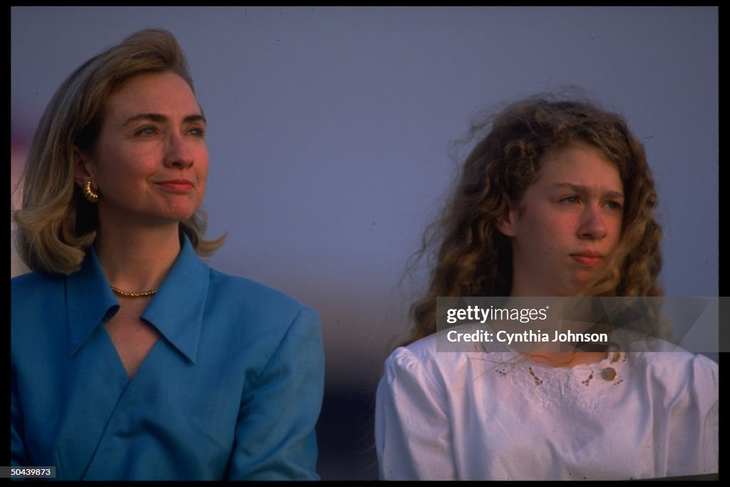 Clinton Rothery Hillary Rodham Clinton and daughter Chelsea at airport, seeing off ...