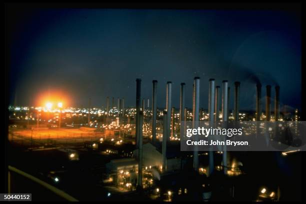 Evening view of oil refinery.