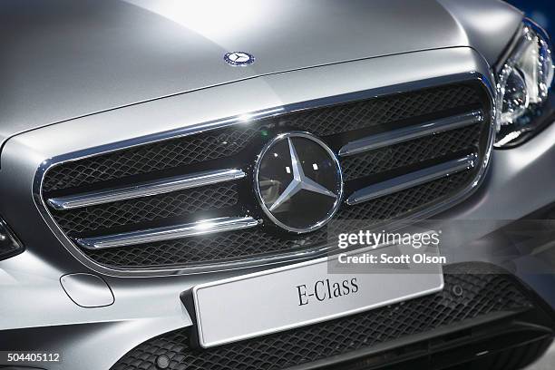 Mercedes introduces their new E-Class during a media preview before the start of the North American International Auto Show on January 10, 2016 in...