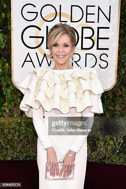 Actress Jane Fonda attends the 73rd Annual Golden Globe Awards held at the Beverly Hilton Hotel on January 10, 2016 in Beverly Hills, California.