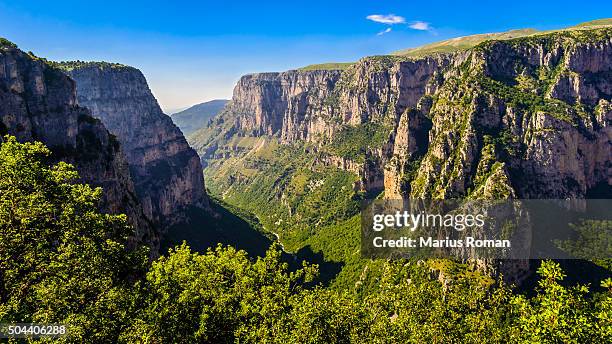 vikos gorge in zagoria region, pindos mountains, epirus, greece. - abi stock pictures, royalty-free photos & images