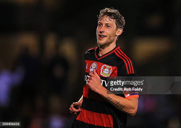 Stefan Kie§ling of the Bayer Leverkusen celebrates after scoring a goal during the match against Indepediente Santa Fe at the ESPN Wide World of...