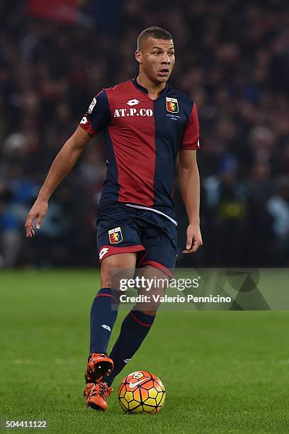 Sebastien De Maio of Genoa CFC in action during the Serie A match between Genoa CFC and UC Sampdoria at Stadio Luigi Ferraris on January 5, 2016 in...