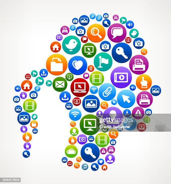 female head technology internet and web media icon pattern - user profile vector stock illustrations