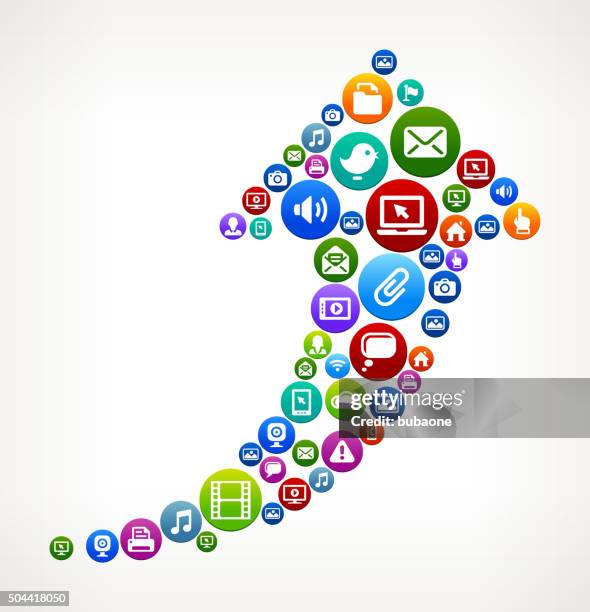 arrow up technology internet and web media icon pattern - value stream stock illustrations