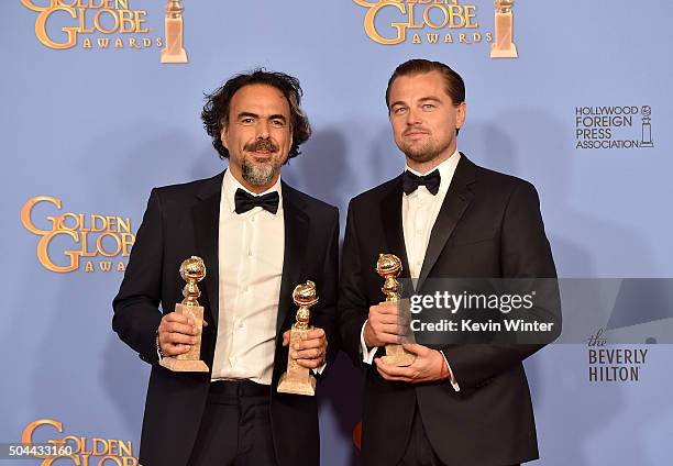 Director Alejandro Gonzalez Inarritu , winner of Best Motion Picture and Best Director for 'The Revenant,' and actor Leonardo DiCaprio, winner of...