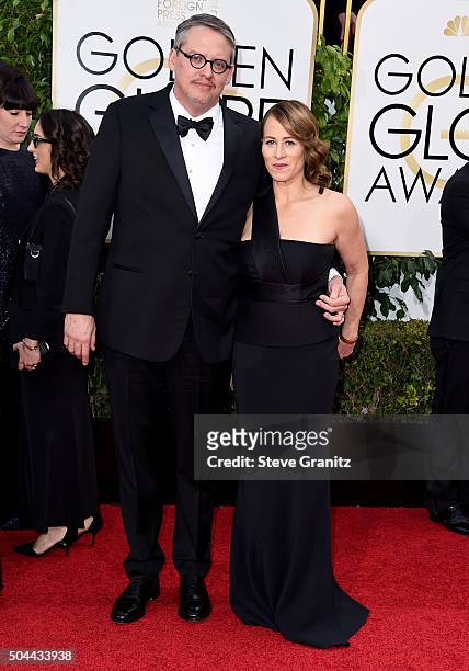 Director Adam McKay and Shira Piven attend the 73rd Annual Golden Globe Awards held at the Beverly Hilton Hotel on January 10, 2016 in Beverly Hills,...
