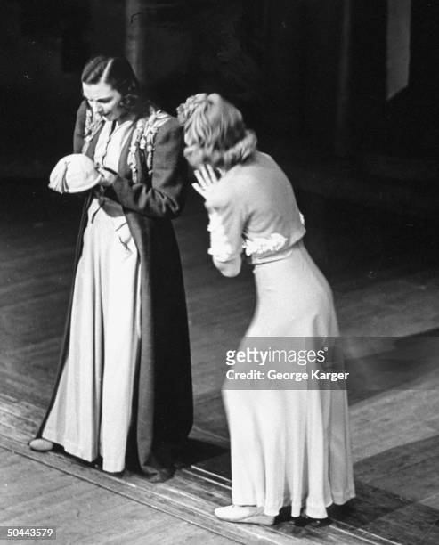 Actresses Mary Jane Walsh and Lelia Ernest performing in the play Too Many Girls.