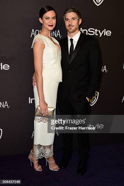 Actors Odette Annable and Dave Annable attend InStyle and Warner Bros. 73rd Annual Golden Globe Awards Post-Party at The Beverly Hilton Hotel on...