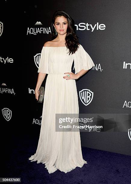 Singer Selena Gomez attends InStyle and Warner Bros. 73rd Annual Golden Globe Awards Post-Party at The Beverly Hilton Hotel on January 10, 2016 in...