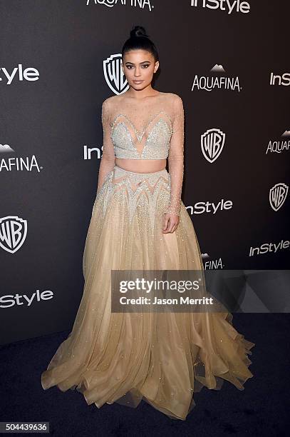 Personality Kylie Jenner attends The 2016 InStyle And Warner Bros. 73rd Annual Golden Globe Awards Post-Party at The Beverly Hilton Hotel on January...