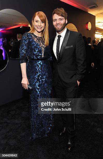Actors Bryce Dallas Howard and Seth Gabel attend The 2016 InStyle and Warner Bros. 73rd annual Golden Globe Awards Post-Party at The Beverly Hilton...