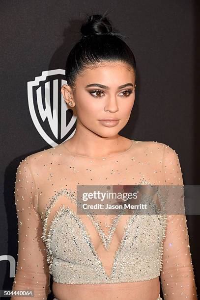 Personality Kylie Jenner attends The 2016 InStyle And Warner Bros. 73rd Annual Golden Globe Awards Post-Party at The Beverly Hilton Hotel on January...