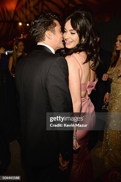 Orlando Bloom and Katy Perry attend The Weinstein Company and Netflix Golden Globe Party, presented with DeLeon Tequila, Laura Mercier, Lindt...