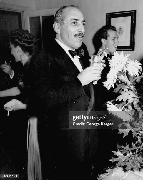 Publisher Alfred Knopf attending the opening of the play Life with Father.