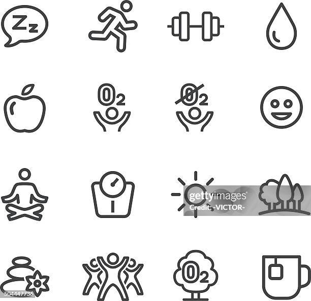 fitness, healthy life style icons - line series - warming up stock illustrations