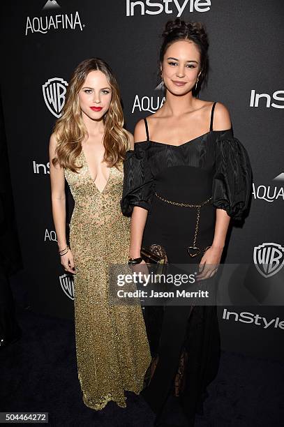 Actresses Halston Sage and Courtney Eaton attends The 2016 InStyle And Warner Bros. 73rd Annual Golden Globe Awards Post-Party at The Beverly Hilton...