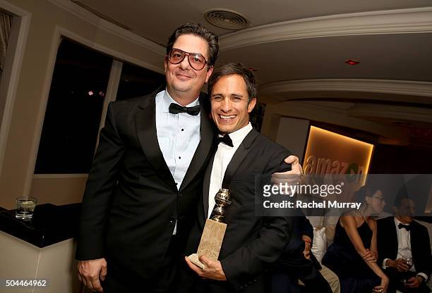 Producer Roman Coppola , winner of Best Series - Musical or Comedy for 'Mozart in the Jungle,' and actor Gael Garcia Bernal, winner of Best...
