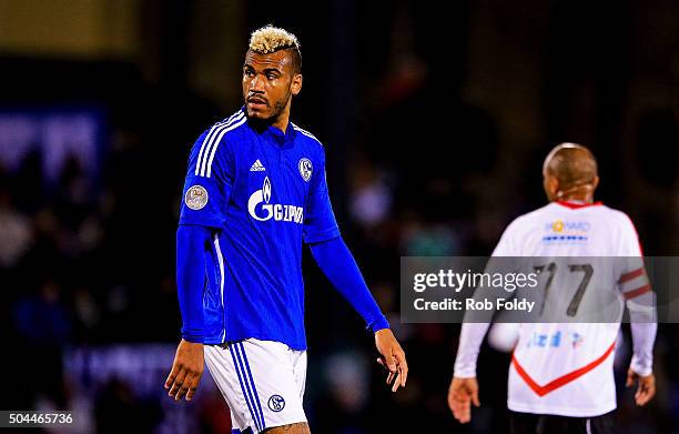 Maxim Choupo-Moting of FC Schalke 04 looks on during the match against the Fort Lauderdale Strikers at the ESPN Wide World of Sports Complex on...
