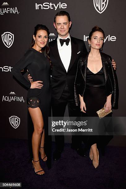 Actors Angelique Cabral, Colin Hanks, and Zoe Lister-Jones attend The 2016 InStyle And Warner Bros. 73rd Annual Golden Globe Awards Post-Party at The...