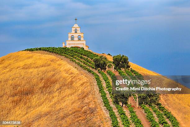 chapel on the hill - california vineyard stock pictures, royalty-free photos & images