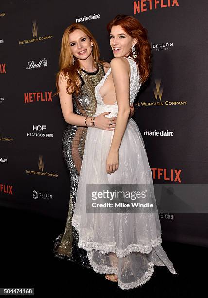 Actress Bella Thorne and Dani Thorne attend The Weinstein Company and Netflix Golden Globe Party, presented with DeLeon Tequila, Laura Mercier, Lindt...