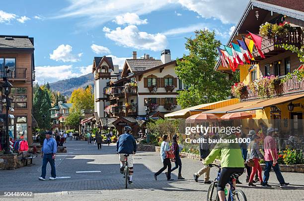 vail village in vail, colorado - city of aspen colorado stock pictures, royalty-free photos & images