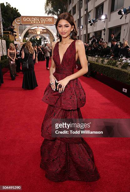 Singer/actress Zendaya attends the 73rd Annual Golden Globe Awards at The Beverly Hilton Hotel on January 10, 2016 in Beverly Hills, California.