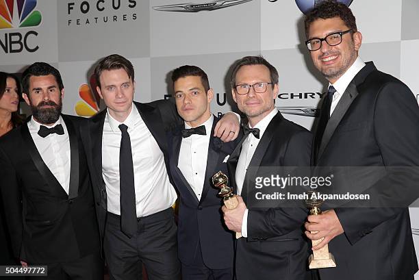 Producer Chad Hamilton, actors Martin Wallstrom, Rami Malek, Christian Slater and writer/producer Sam Esmail attend Universal, NBC, Focus Features...