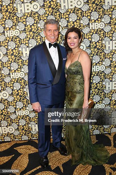 Boxing ring announcer Michael Buffer and Christine Buffer attend HBO's Post 2016 Golden Globe Awards Party at Circa 55 Restaurant on January 10, 2016...