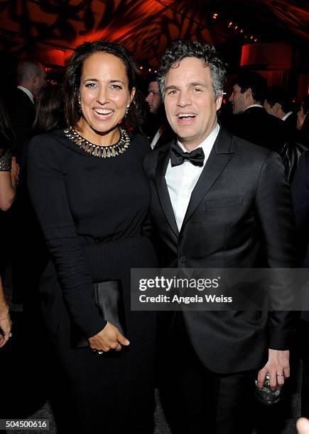 Marie Claire Editor in Chief Anne Fulenwider and actor Mark Ruffalo attend The Weinstein Company and Netflix Golden Globe Party, presented with...