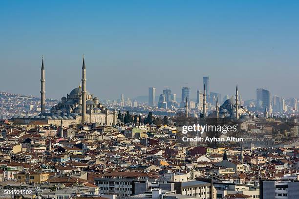 view of istanbul skyline from the old city,turkey - istanbul stock-fotos und bilder