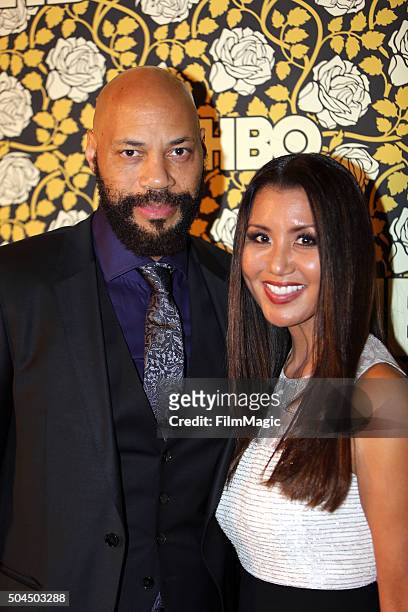 Screenwriter John Ridley and Gayle Ridley attend HBO's Official Golden Globe Awards After Party at The Beverly Hilton Hotel on January 10, 2016 in...