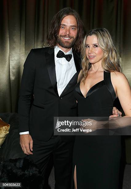 Actress Mira Sorvino and Christopher Backus attend The Weinstein Company and Netflix Golden Globe Party, presented with DeLeon Tequila, Laura...