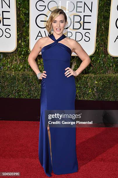 Actress Kate Winslet attends the 73rd Annual Golden Globe Awards held at The Beverly Hilton Hotel on January 10, 2016 in Beverly Hills, California.