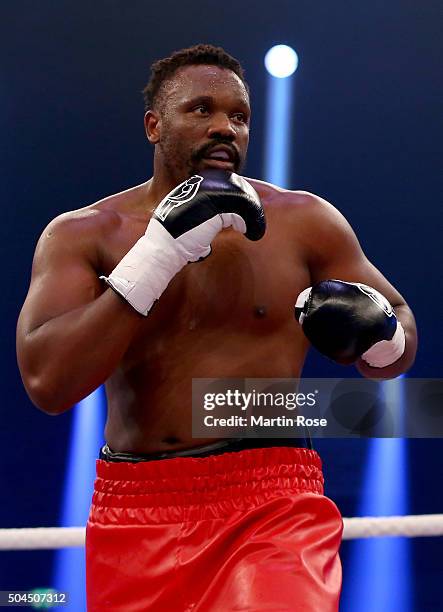 Dereck Chisora of Great Britain in action during the heavy weight fight ahead of the WBA Super-Middleweight championship title fight between Vincent...