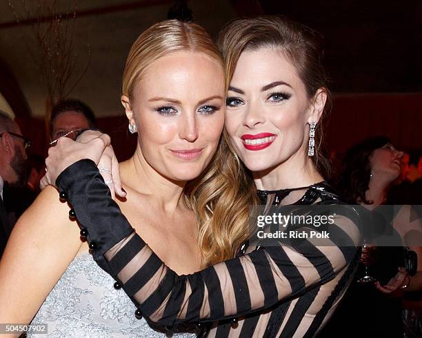 Actress Malin Akerman and Jaime King attend The Weinstein Company and Netflix Golden Globe Party, presented with DeLeon Tequila, Laura Mercier, Lindt...