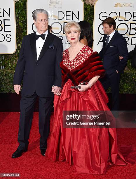 Musician Brian Wilson and Melinda Ledbetter attend the 73rd Annual Golden Globe Awards held at The Beverly Hilton Hotel on January 10, 2016 in...