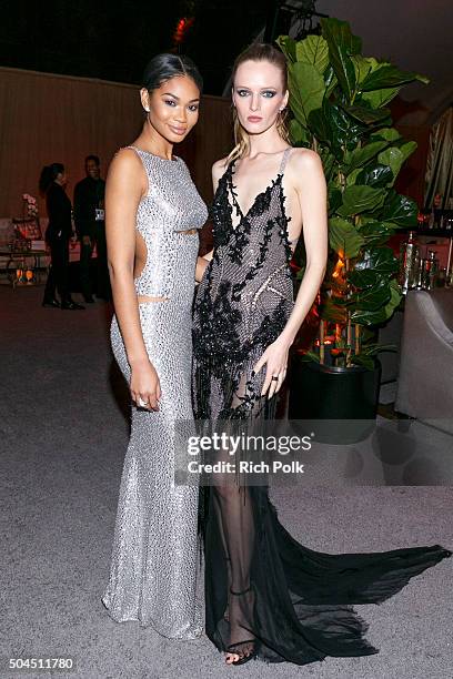 Models Chanel Iman and Daria Strokous attend The Weinstein Company and Netflix Golden Globe Party, presented with DeLeon Tequila, Laura Mercier,...