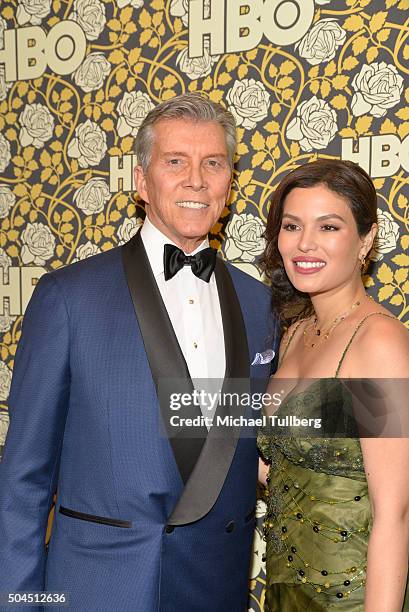 Ring announcer Michael Buffer and wife Christine Buffer attend HBO's post 2016 Golden Globe Awards party at Circa 55 Restaurant on January 10, 2016...