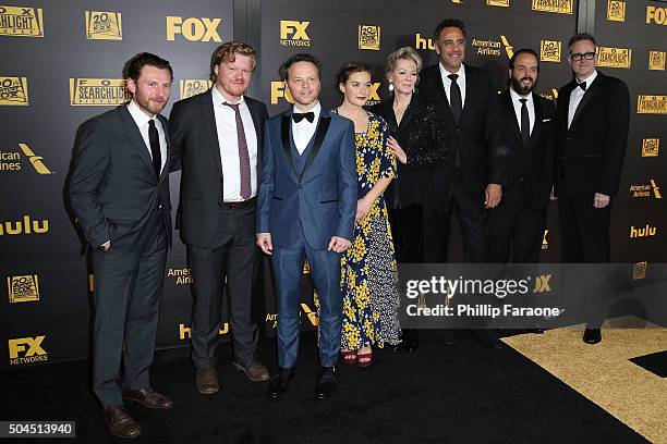 Keir O'Donnell, Jesse Plemons, Noah Hawley, Rachel Keller, Jean Smart, Brad Garrett, Angus Sampson, and John Cameron attend Fox And FX's 2016 Golden...