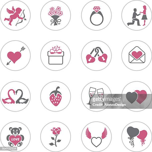 valentine's day icons - cupid stock illustrations