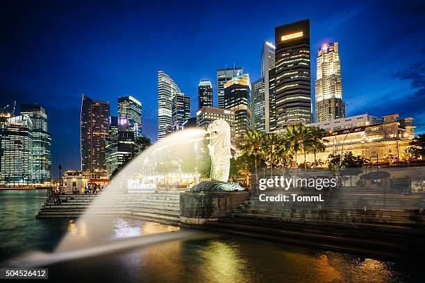 merilon statue, singapour - lion city photos et images de collection