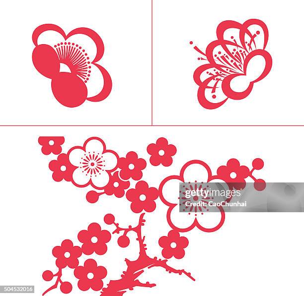 illustrazioni stock, clip art, cartoni animati e icone di tendenza di fiore di prugno - fiore di pesco